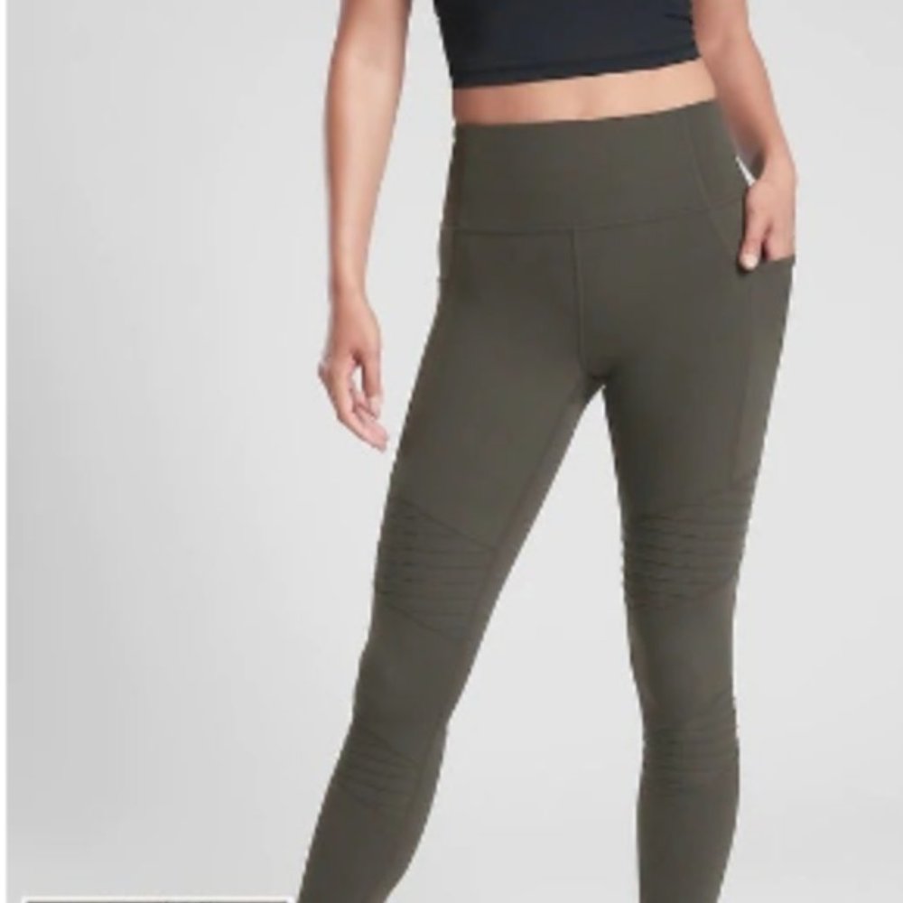 Athleta Inclination Moto Tight (Olive Green)